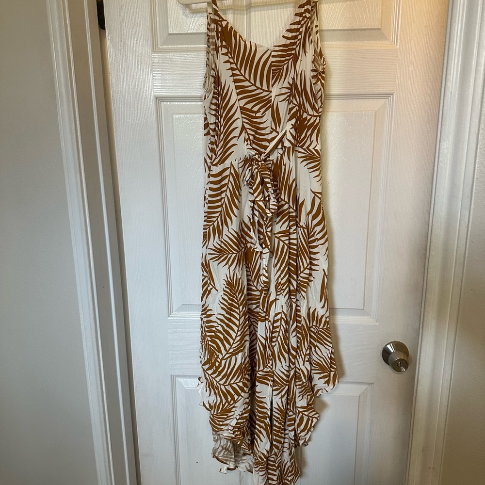 Tropical Leaf Print Maxi Dress